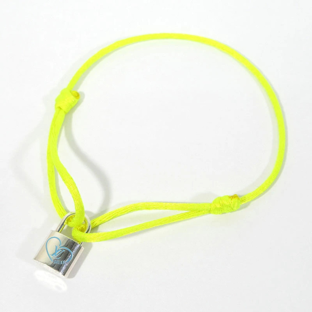 LOUIS VUITTON Bracelet Silver Lockit x Felix Lee Padlock Cord Yellow Blue